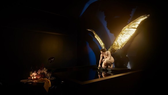 Eat overlooking Sam Jinks' golden-winged statue of the messenger goddess, Iris at the Hellenic Museum.
