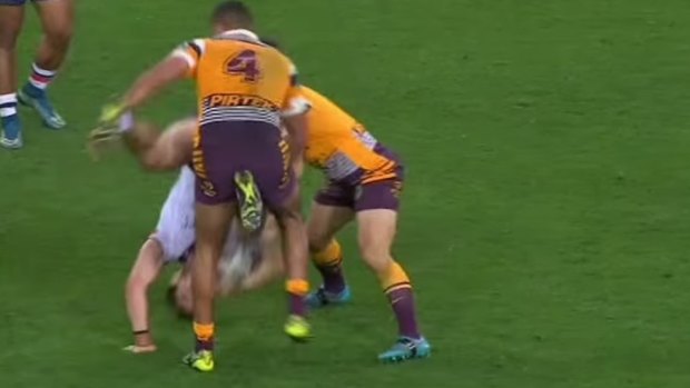 Aidan Guerra will testify in Justin Hodges' defence after he was upended by the retiring Bronco in this tackle.