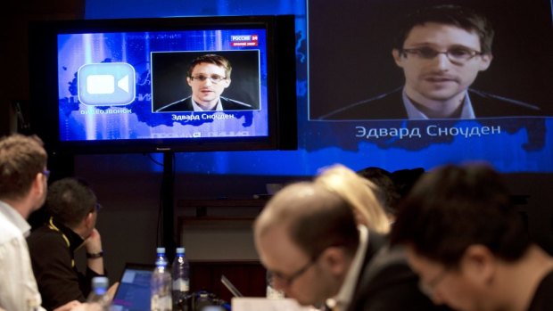 Edward Snowden called in to a Russian show to ask Vladimir Putin a question in 2014.
