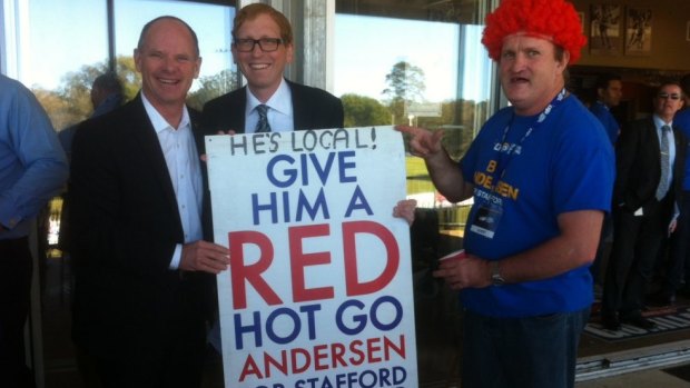 Premier Campbell Newman sought the redhead vote for Bob Andersen during the Stafford byelection.