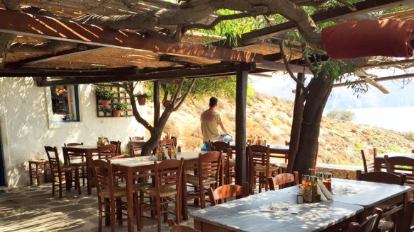 Kiki's Taverna at Agios Sostis Beach, Mykonos.