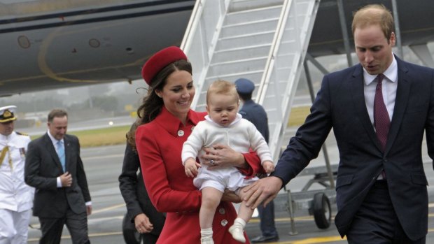 Prince William and his wife Catherine arrive in Wellington with baby Prince George. 