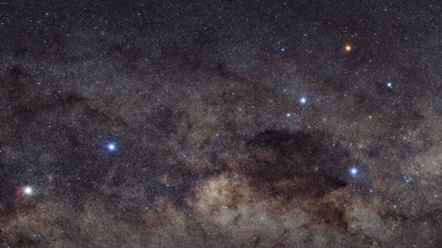 Ginan, previously known as Epsilon Crucis, is seen on the far right of this image and is the smallest star in the Southern Cross.