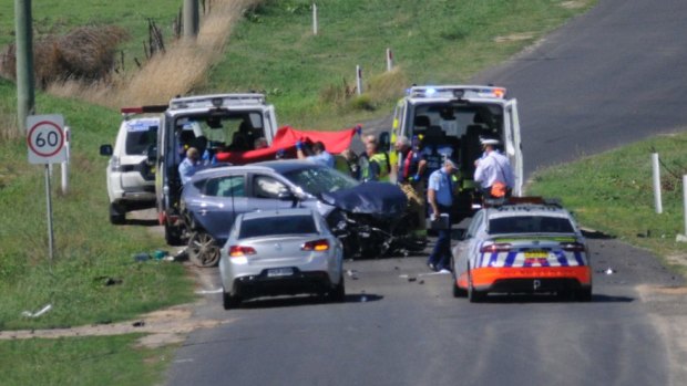 Police at the scene of a fatal accident in South Bathurst on Wednesday afternoon.
