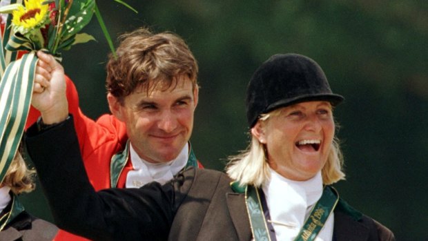 Gillian Rolton (right) celebrates her gold medal win in 1996.