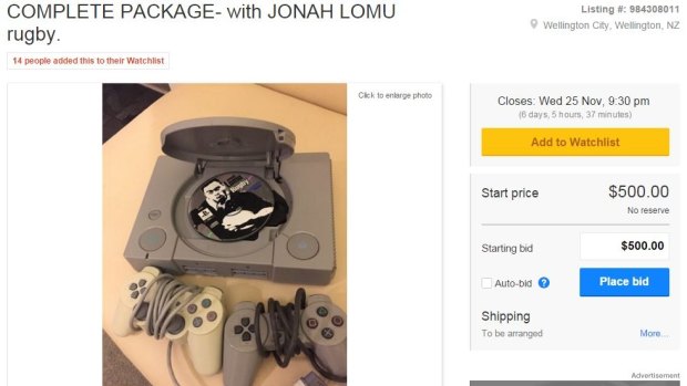 The PlayStation being sold for $500 with Jonah Lomu rugby game.