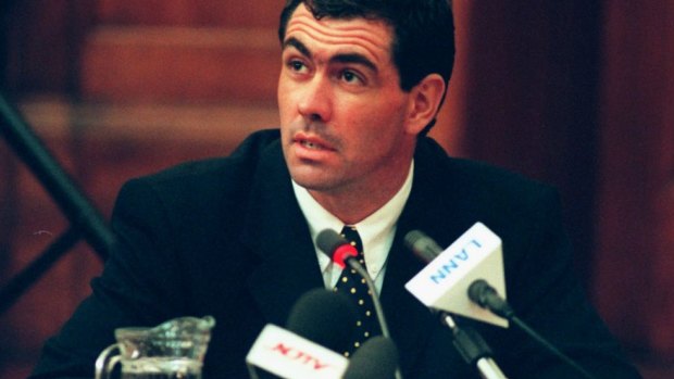 Former South African captain, the late Hansie Cronje, at his cricket corruption hearing in 2000.