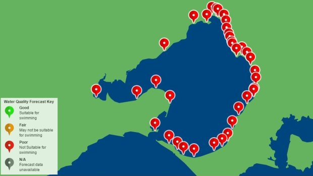 The EPA declared all of Melbourne's 36 beaches unsafe for swimming.