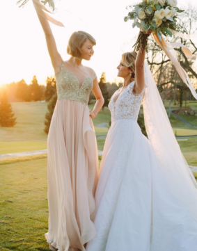 Taylor Swift was maid of honour for her childhood best friend Britany Maack, last month.