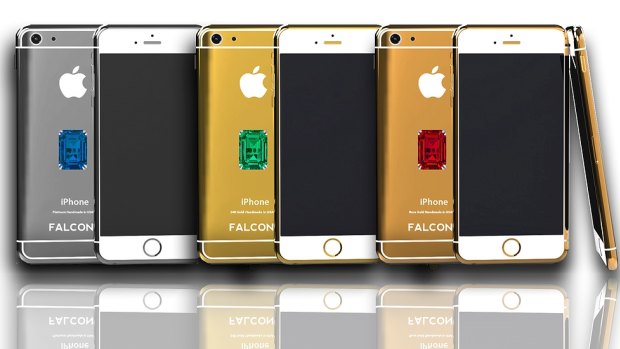Glittering prize: Falcon's jewel-encrusted iPhone range, shown in iPhone 5 specification.