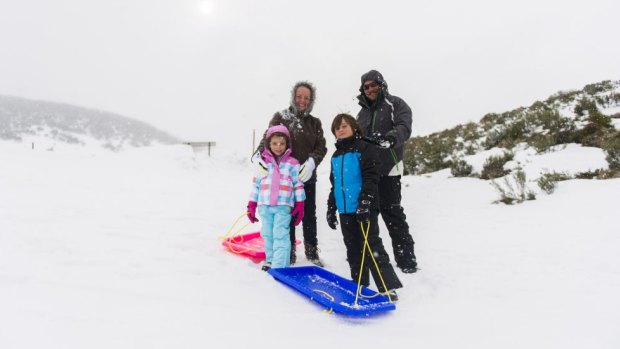 The Finlayson family - Julie, Ren, Olivia, 7, and Blake,10 - at Perisher.