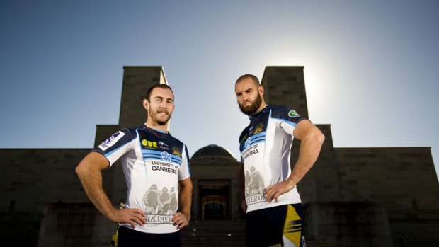 Nic White and Scott Fardy at the War Memorial last year.