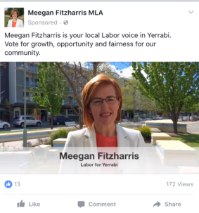 Labor Facebook advertising for Meegan Fitzharris.