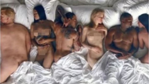 A still from Kanye's Famous video.