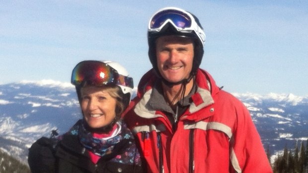 Lynda and Graham Turner on the ski-slopes in Canada earlier this year.