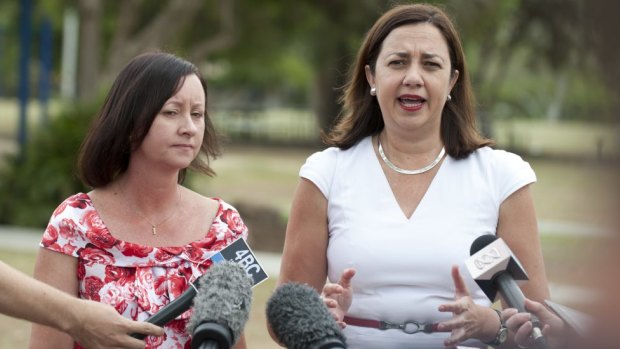 Yvette D'Ath with Annastacia Palaszczuk says the state government's asset sale plan would create an"Americanised economy" of low wages and no job security.