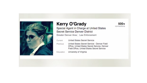 The now-deleted Facebook page of Secret Service agent Kerry O'Grady.