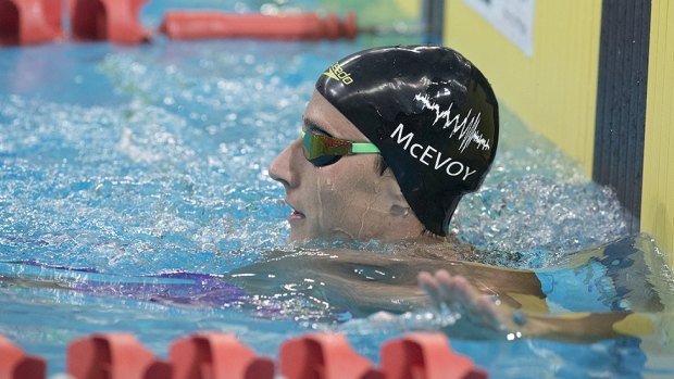 Water and science: Cameron McEvoy and his black hole swimming cap.