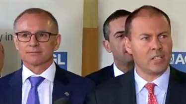 Jay Weatherill and Josh Frydenberg take turns to have a whack at each other.