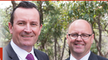 Barry Urban was elected to parliament in March 2017. Pictured with Premier Mark McGowan. 