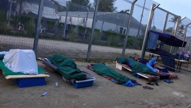 Rough sleeping conditions inside the Manus Island regional processing centre, which more than 600 refugees and asylum seekers refuse to leave.
