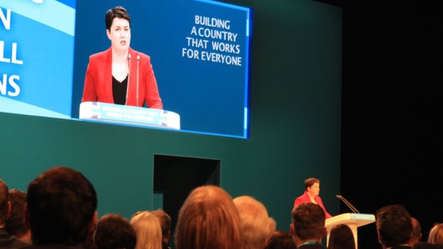 Scottish Conservatives leader Ruth Davidson addressing the UK Tory party conference in Manchester on Sunday.