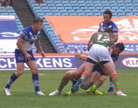 Incident: Tom Burgess wrapping his leg around Tim Lafai in round five.
