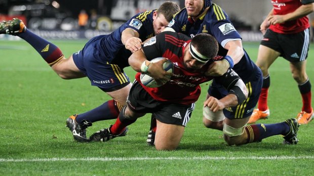 Devastating blow: Nepo Laulala in action for the Crusaders in 2014.