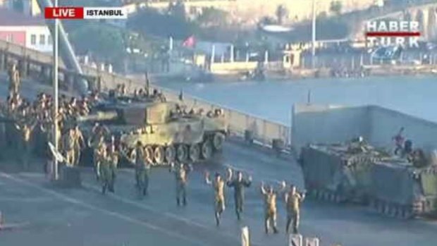 Turkey soldiers surrender in Istanbul after Friday's attempted coup.