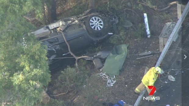 Julie Bullock's vehicle overturned in the crash on the Hume Motorway. 