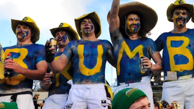 Brumbies fans brave the cold at Canberra stadium in July 2013. 