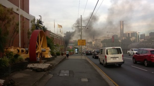 Smoke could be seen billowing from the brewery on Tuesday afternoon.