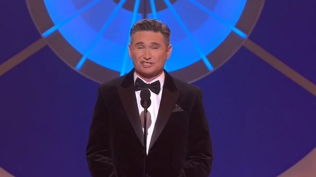 Dave Hughes, pictured during his opening monologue at the 2016 Logies, has been workshopping his gags for this year's awards. 