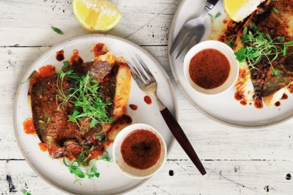 Adam Liaw's pan-fried John Dory with smoked paprika butter.