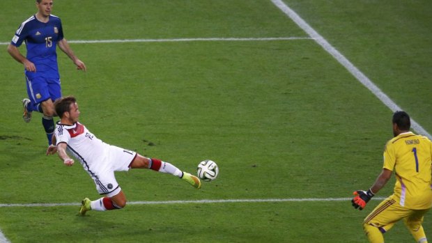 World Cup winner: Mario Goetze scores the only goal of the final.