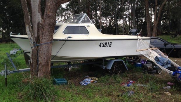 A stolen boat seized by police.