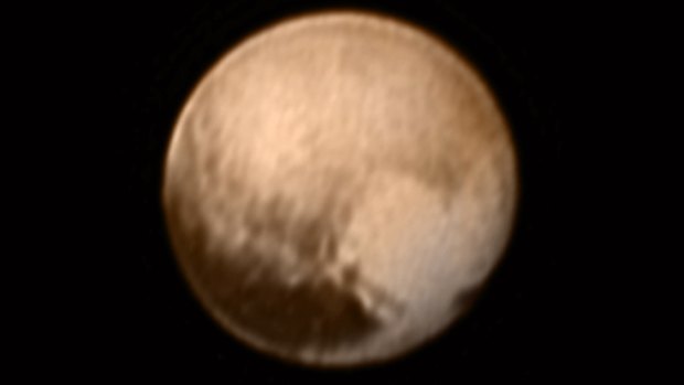 Pluto in the latest handout image – the most detailed yet – from New Horizons' Long Range Reconnaissance Imager.