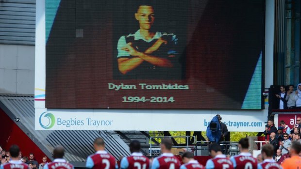 Tribute: West Ham bow their heads for young Australian player Dylan Tombides, who died following a three-year battle with testicular cancer.