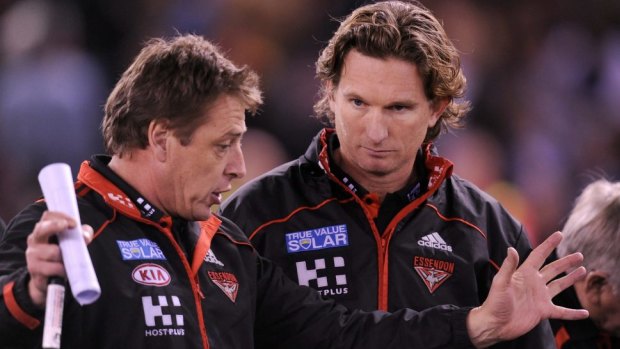 In less complicated days: Mark Thompson and James Hird.