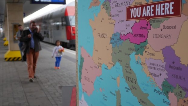 Map for migrants in Vienna's train station.