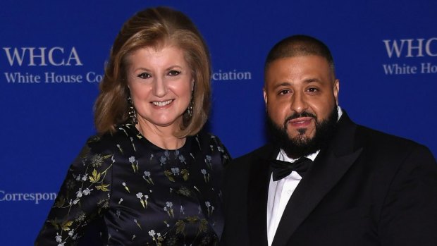 DJ Khaled, seen here with Arianna Huffington, contributed to the success of <i>Epic AF</i>.