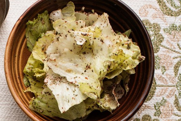 Torn iceberg salad.