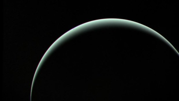 Voyager 2 captured this stunning parting shot of Uranus as it headed off towards its next destination, Neptune.