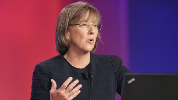Internet analyst Mary Meeker speaks at the Code conference in Rancho Palos Verdes, California.