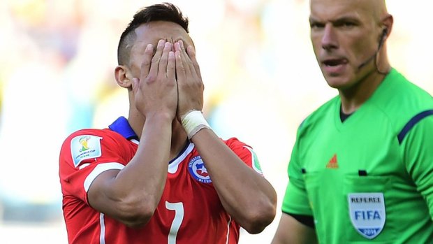 The pain of missing: Alexis Sanchez of Chile.