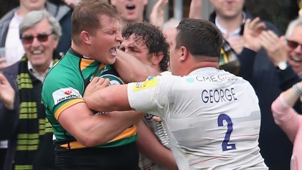 Controversial:  Dylan Hartley, left, is not stranger to on-field trouble.