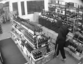 A CCTV image of the Kingsville bottle shop robbery in 2011.