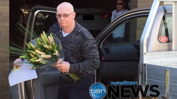 Gordon Nuttall arrives at his daughter's home after being released from jail.