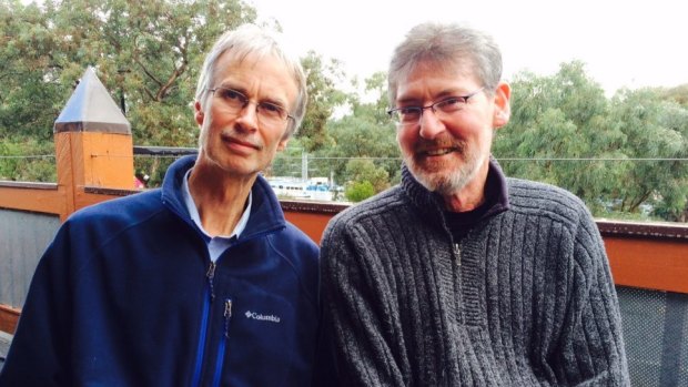 Former teacher and now educational software developer Frank Ryder (left) and Apple Distinguished Educator Gary Bass.