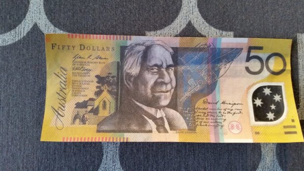 One of the fake 50-dollar notes.